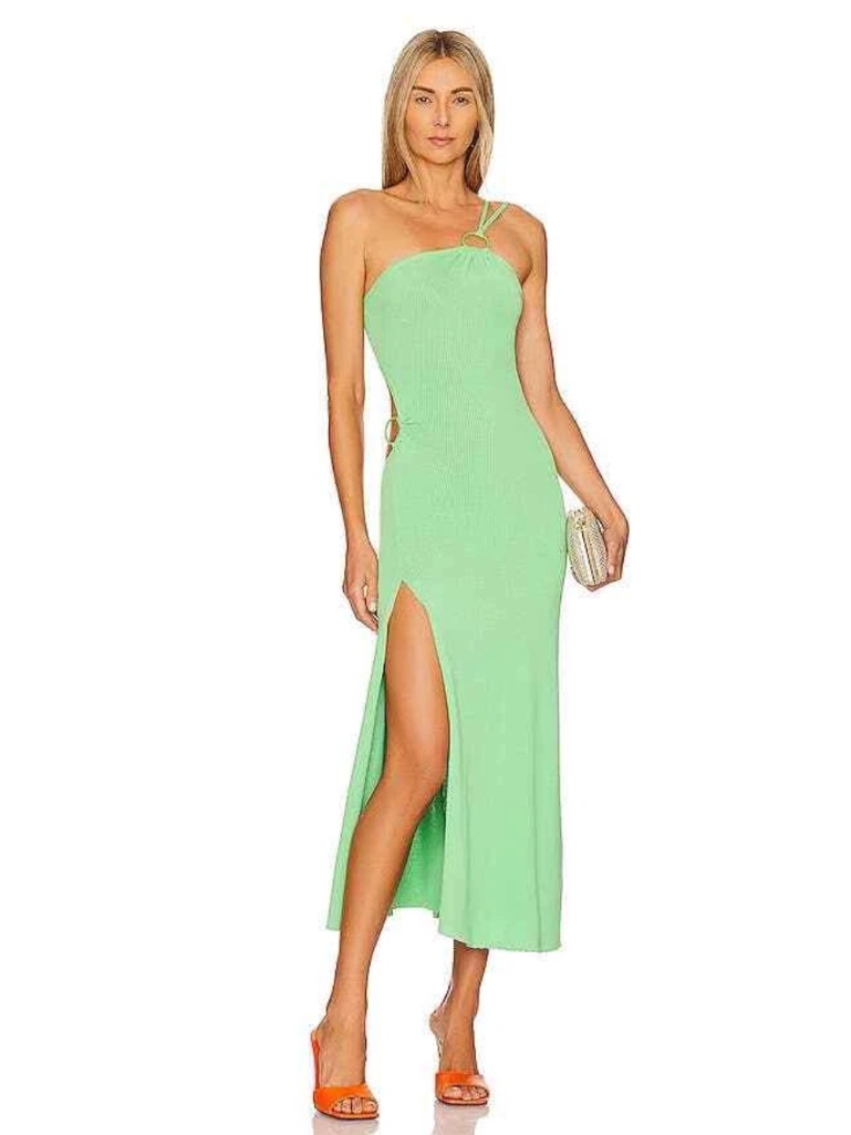 For Love & Lemons Keisha Maxi Dress Green Knit